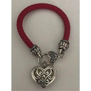 Red Braided Heart Charm Bracelet